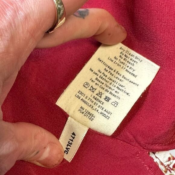 L’AGENCE Women’s Red Cream Jane Printed Silk Spaghetti Strap Cami Top Size Small - Picture 7 of 8